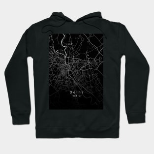 Delhi India City Map dark Hoodie